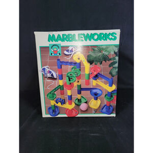 Vintage 1988 Discovery Toys Marbleworks Building Set w Box & Marbles Complete
